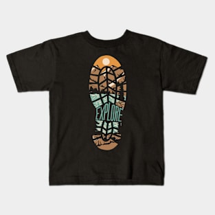 Explore Nature: Stylized Boot Print Kids T-Shirt